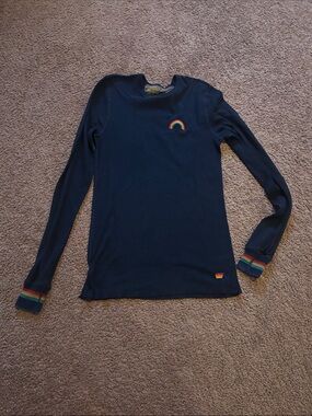 Navy Thermal Long Sleeve Tee with Rainbow Patch